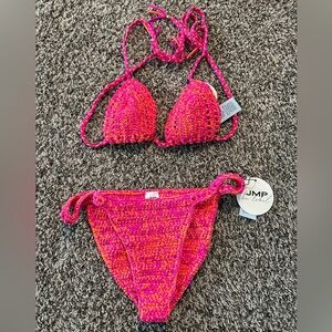 JMP the label. NWT Crochet Pink Mirage Cozumel top and Punta Mita bottom. Medium
